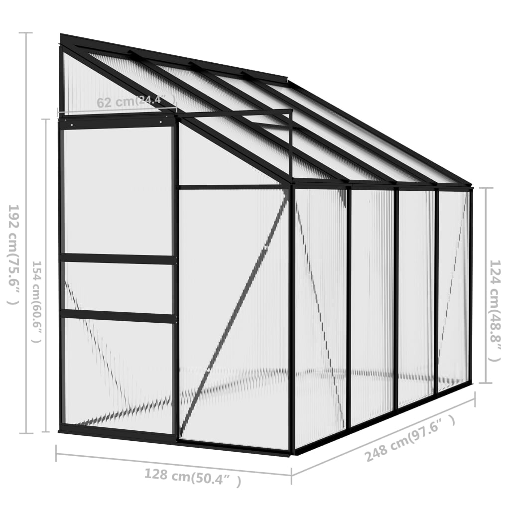 Broeikas 2,59 m³ aluminium antracietkleurig