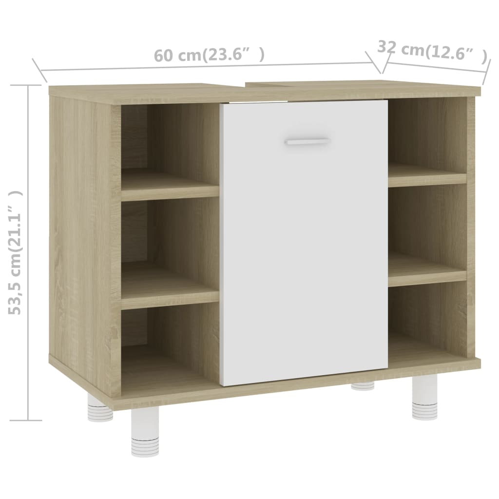 Badkamerkast 60x32x53,5 cm bewerkt hout eikenkleur