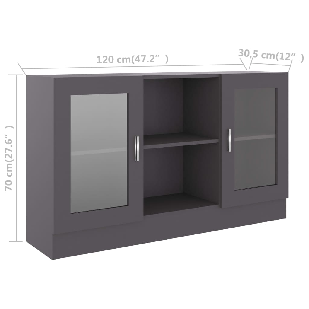 Vitrinekast 120x30,5x70 cm bewerkt hout