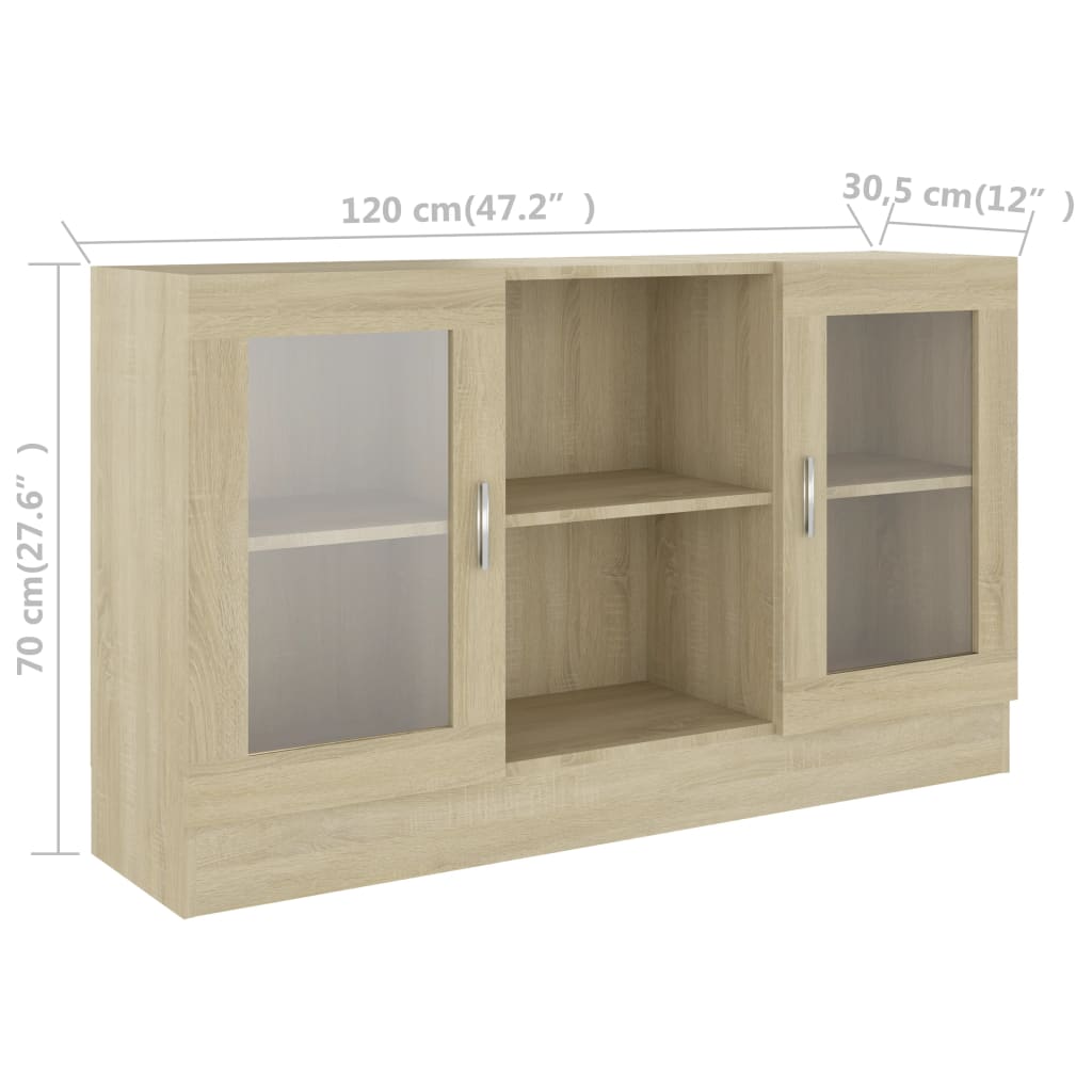 Vitrinekast 120x30,5x70 cm bewerkt hout