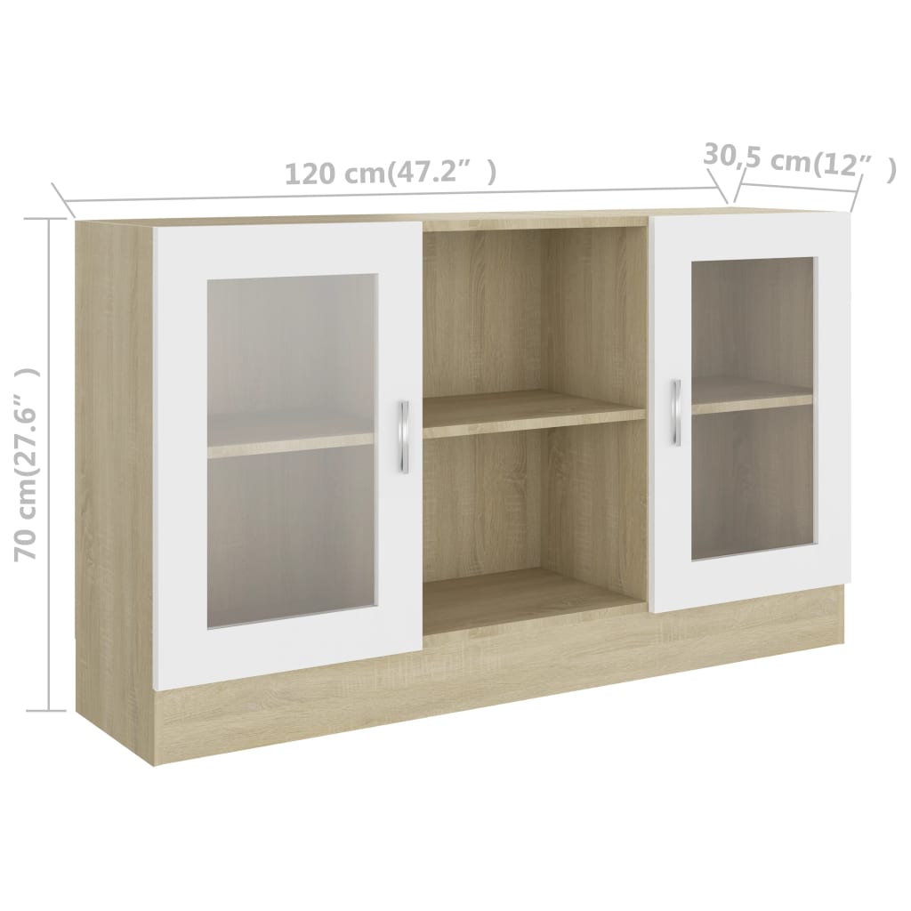 Vitrinekast 120x30,5x70 cm bewerkt hout