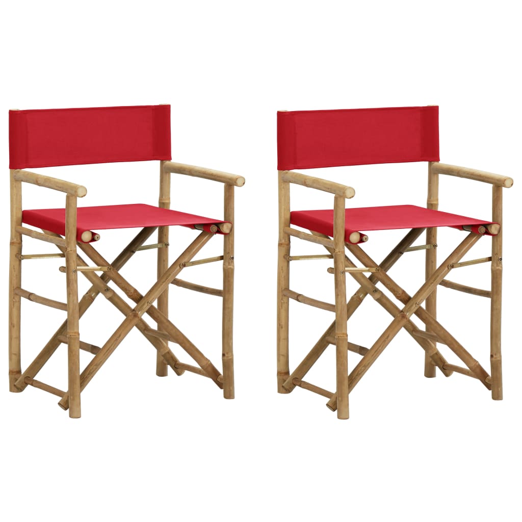 Chaises de réalisateur 2 pcs pliantes en bambou et toile