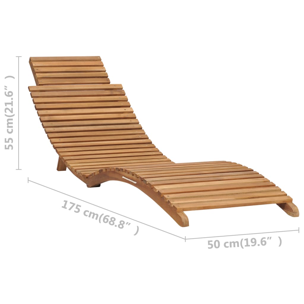 Bain de soleil avec table pliante en bois de teck massif