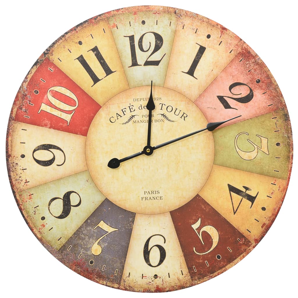 Horloge murale style vintage 30 cm multicolore