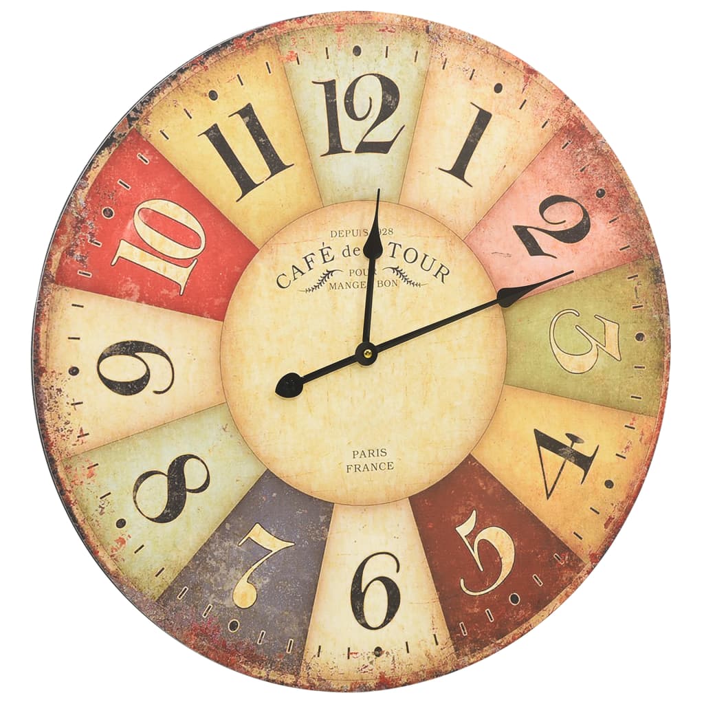 Horloge murale style vintage 30 cm multicolore