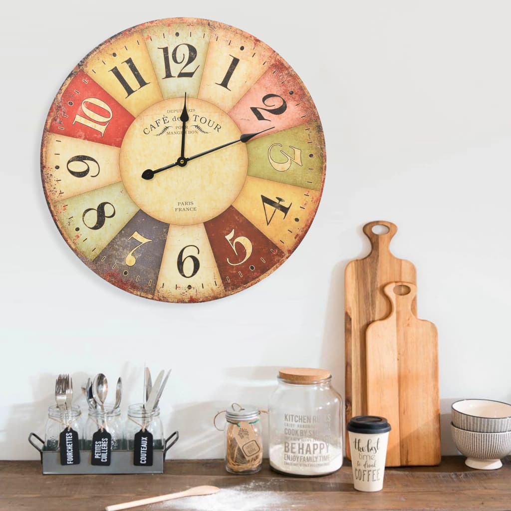 Horloge murale style vintage 30 cm multicolore