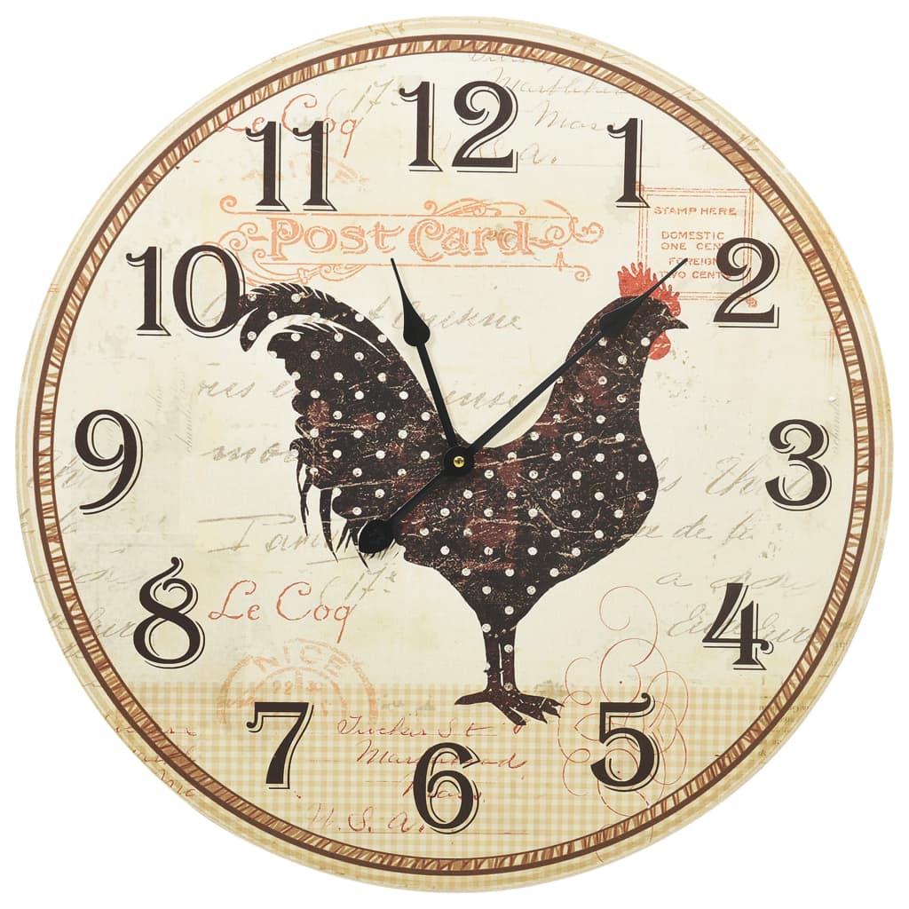 Horloge murale avec imprimé poulet 60 cm MDF multicolore