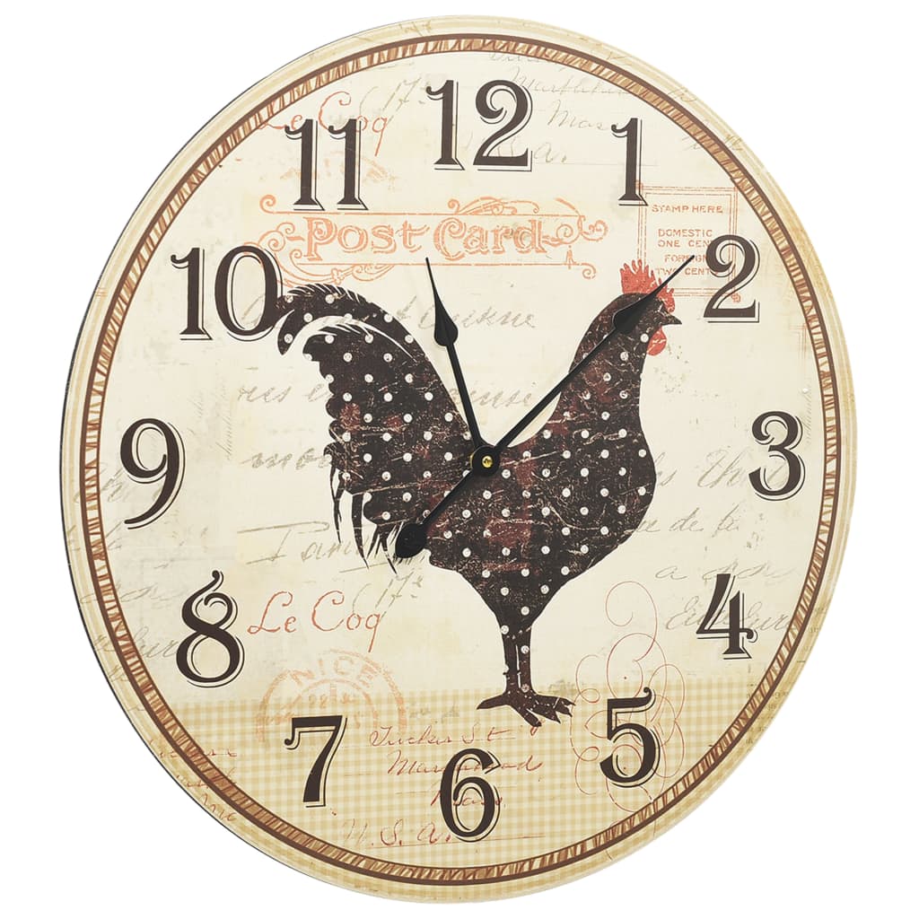 Horloge murale avec imprimé poulet 60 cm MDF multicolore