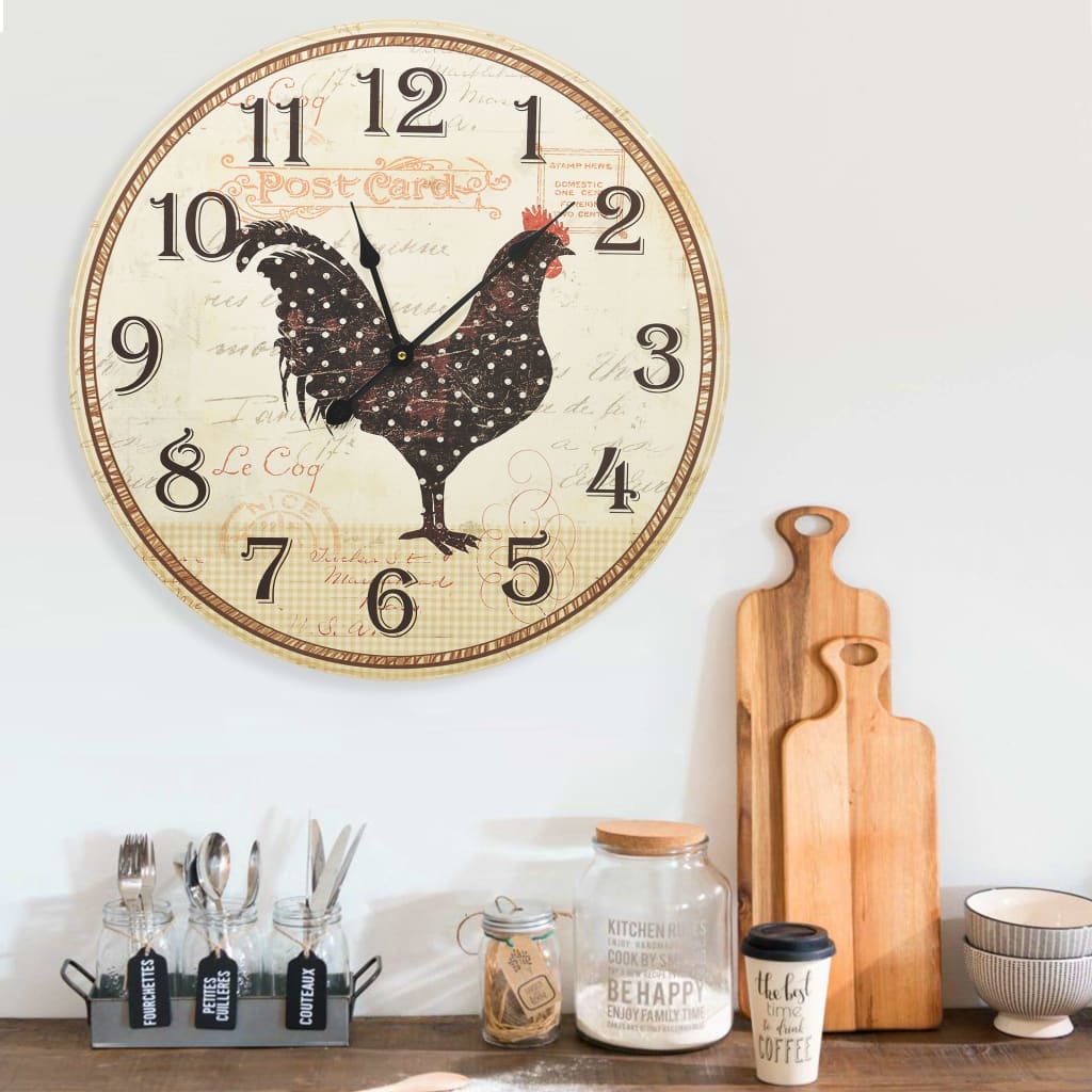 Horloge murale avec imprimé poulet 60 cm MDF multicolore