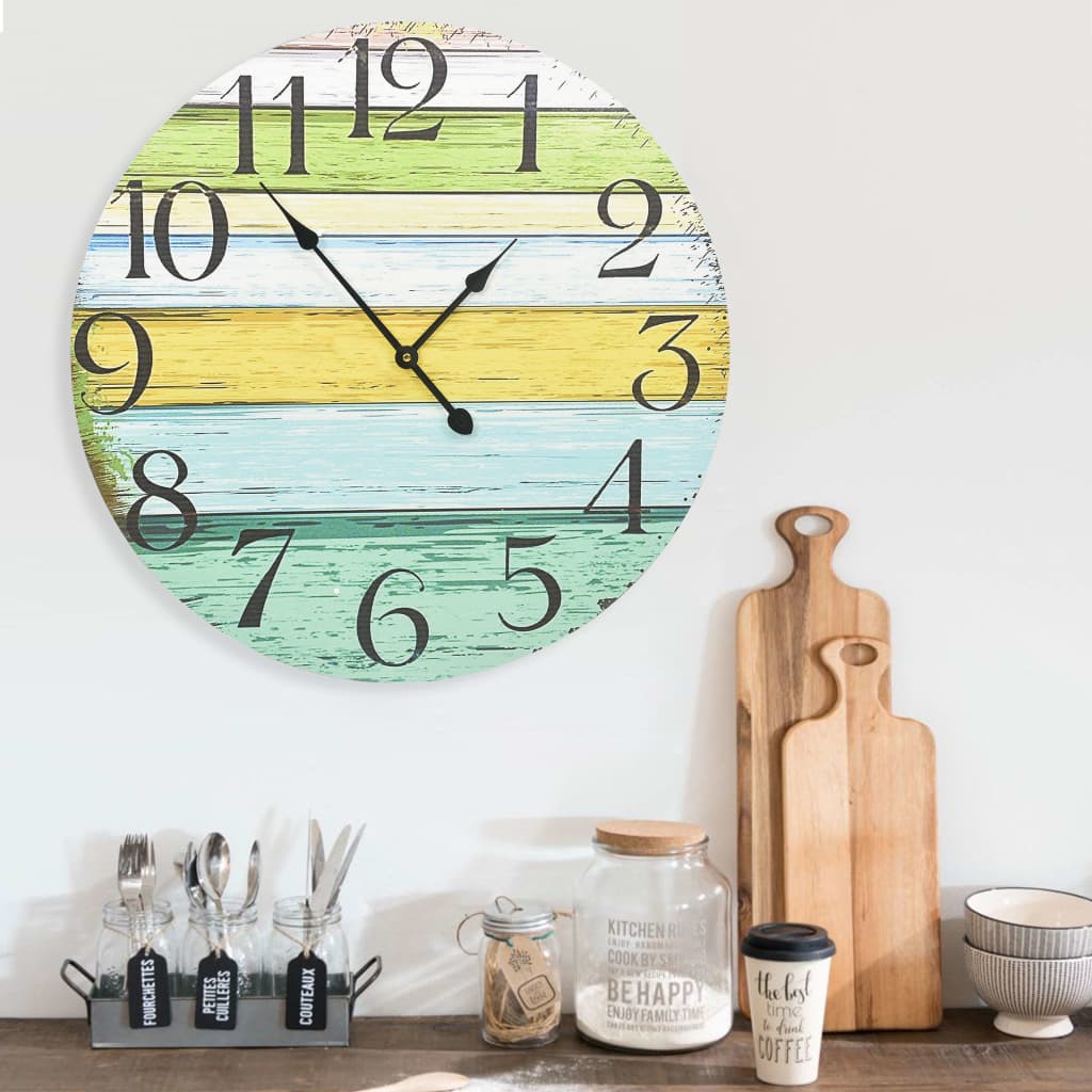 Horloge murale 60 cm MDF multicolore