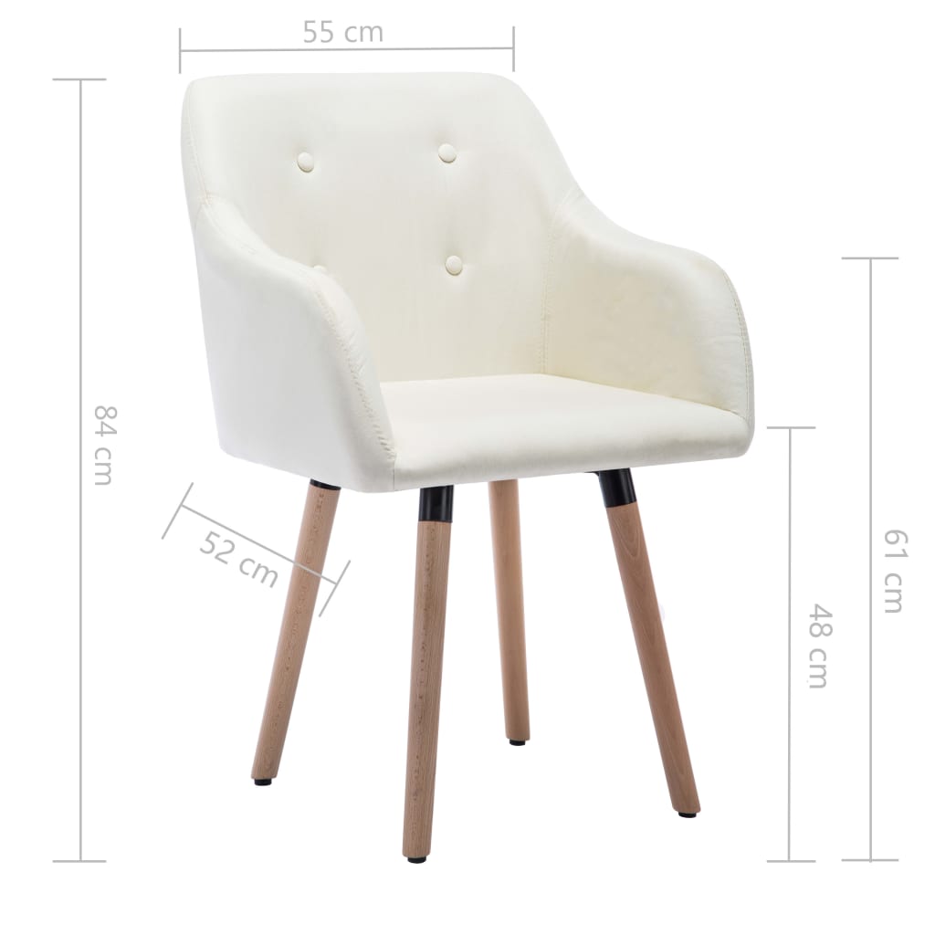 Chaises de salle à manger 2 pcs en tissu couleur crème