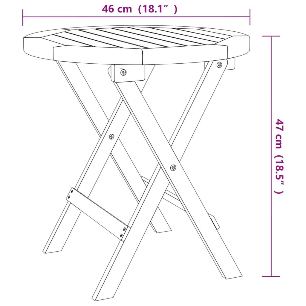 Table bistro Ø46x47 cm en bois d'acacia massif