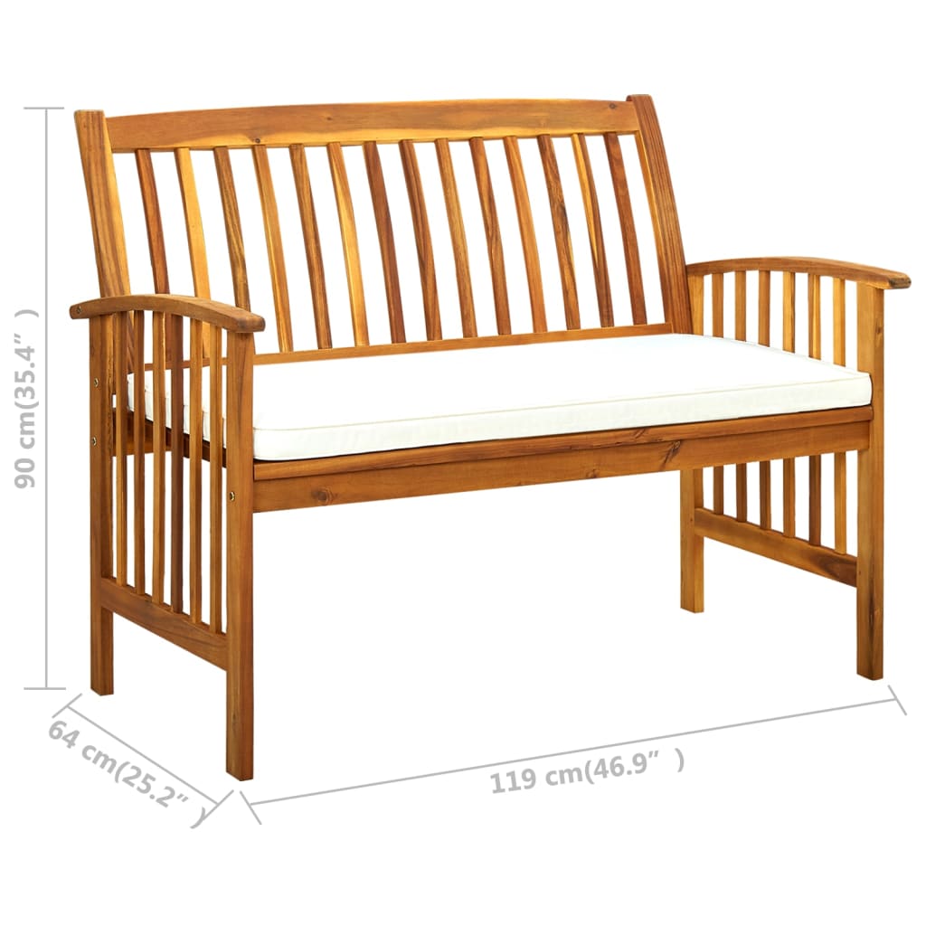 Banc de jardin avec coussin 147 cm en bois d'acacia massif