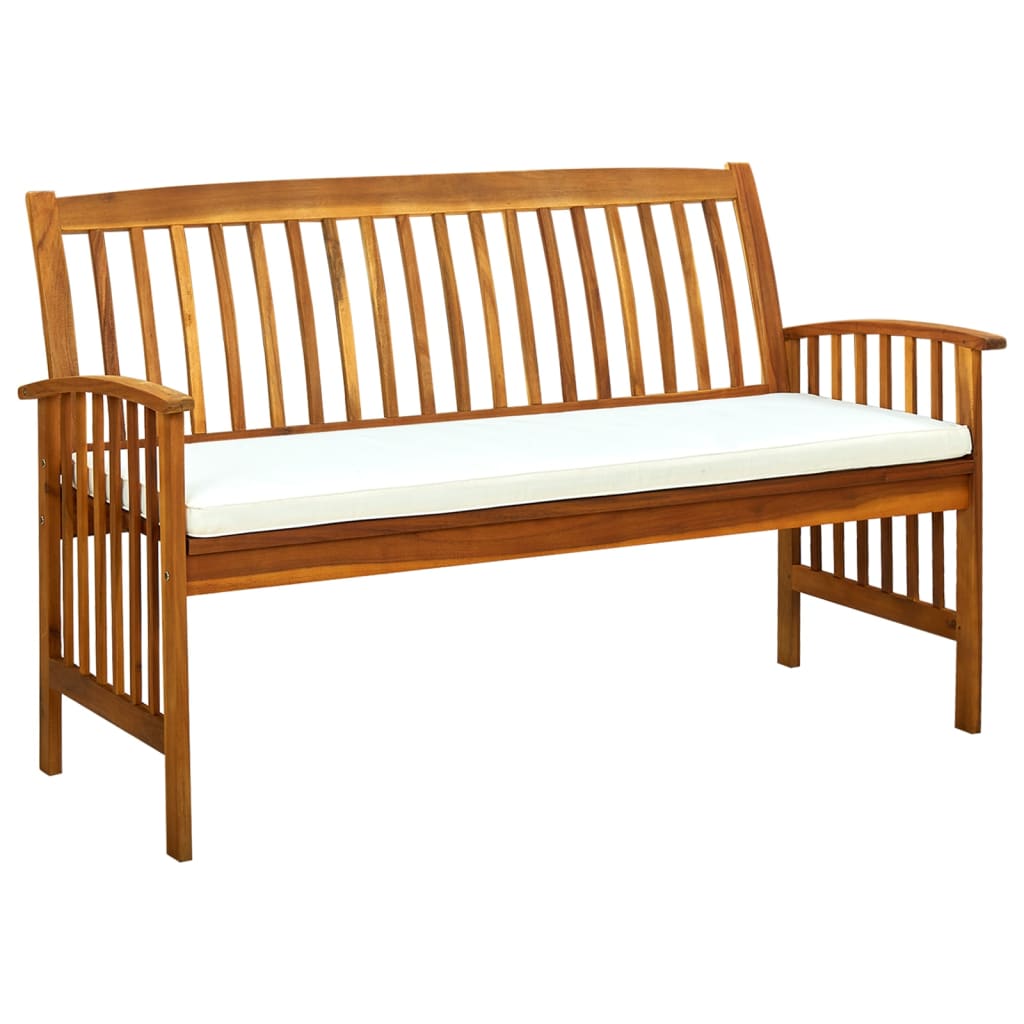 Banc de jardin avec coussin 147 cm en bois d'acacia massif