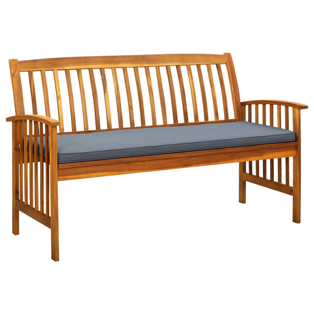 Banc de jardin avec coussin 147 cm en bois d'acacia massif