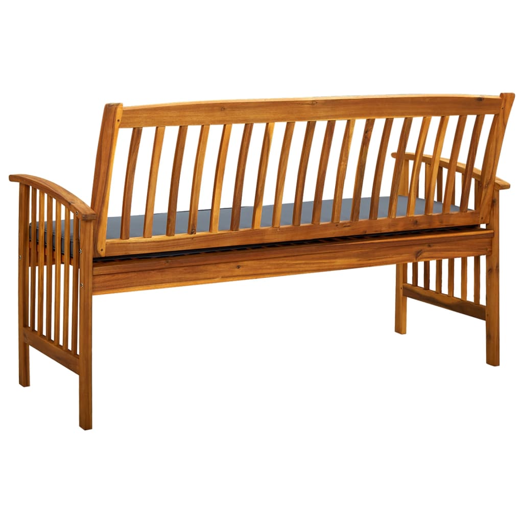 Banc de jardin avec coussin 147 cm en bois d'acacia massif