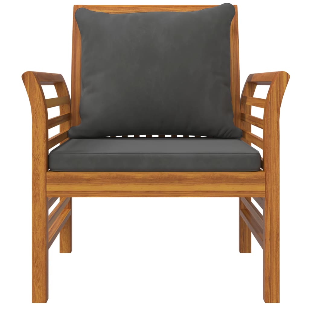 Fauteuils 2 st met crèmewitte kussens massief acaciahout