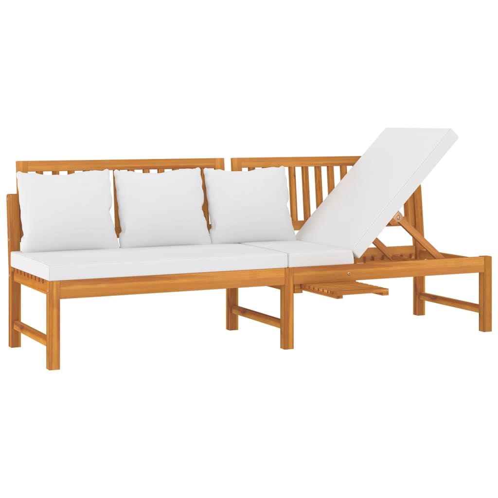 vidaxL Lit de repos avec coussin couleur crème 200x60x75 cm bois d'acacia massif