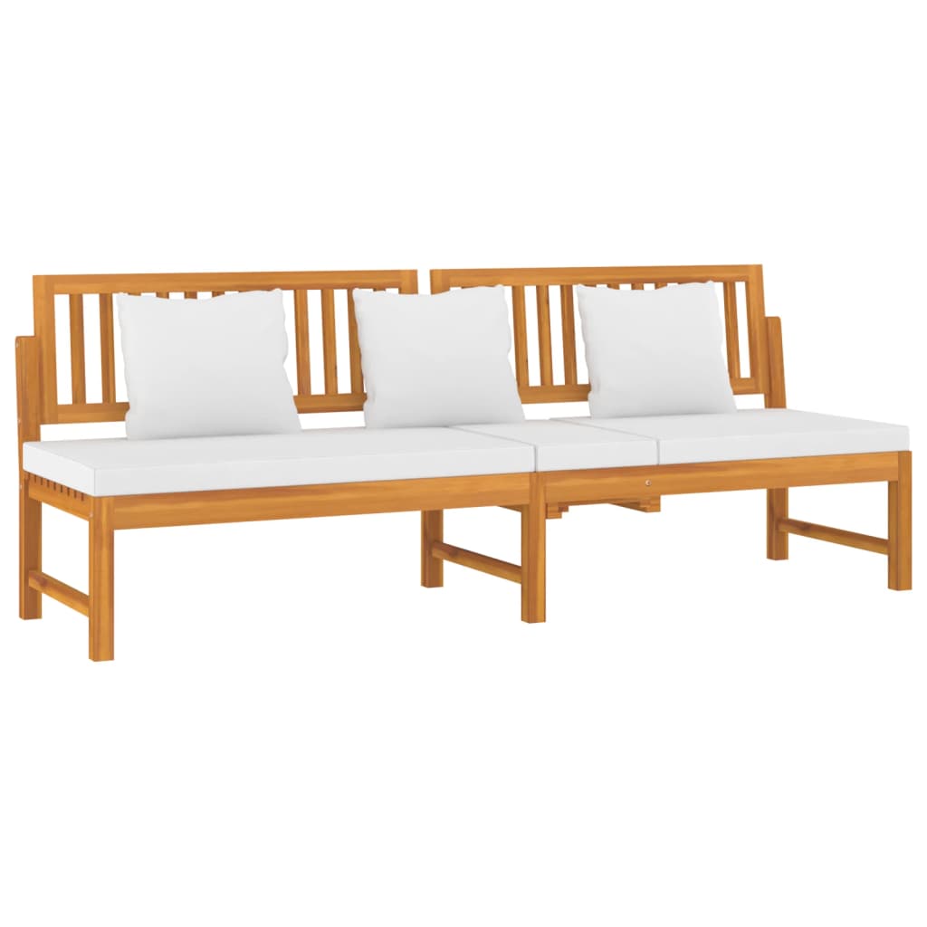 vidaxL Lit de repos avec coussin couleur crème 200x60x75 cm bois d'acacia massif