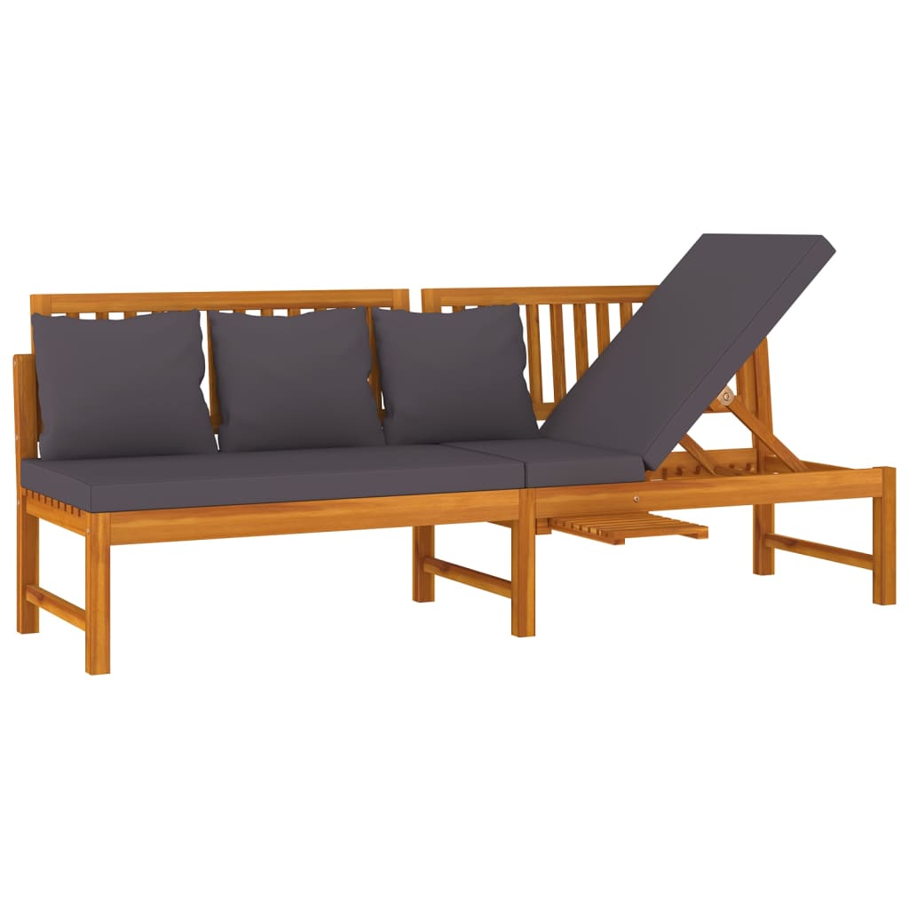 vidaxL Lit de repos avec coussin couleur crème 200x60x75 cm bois d'acacia massif