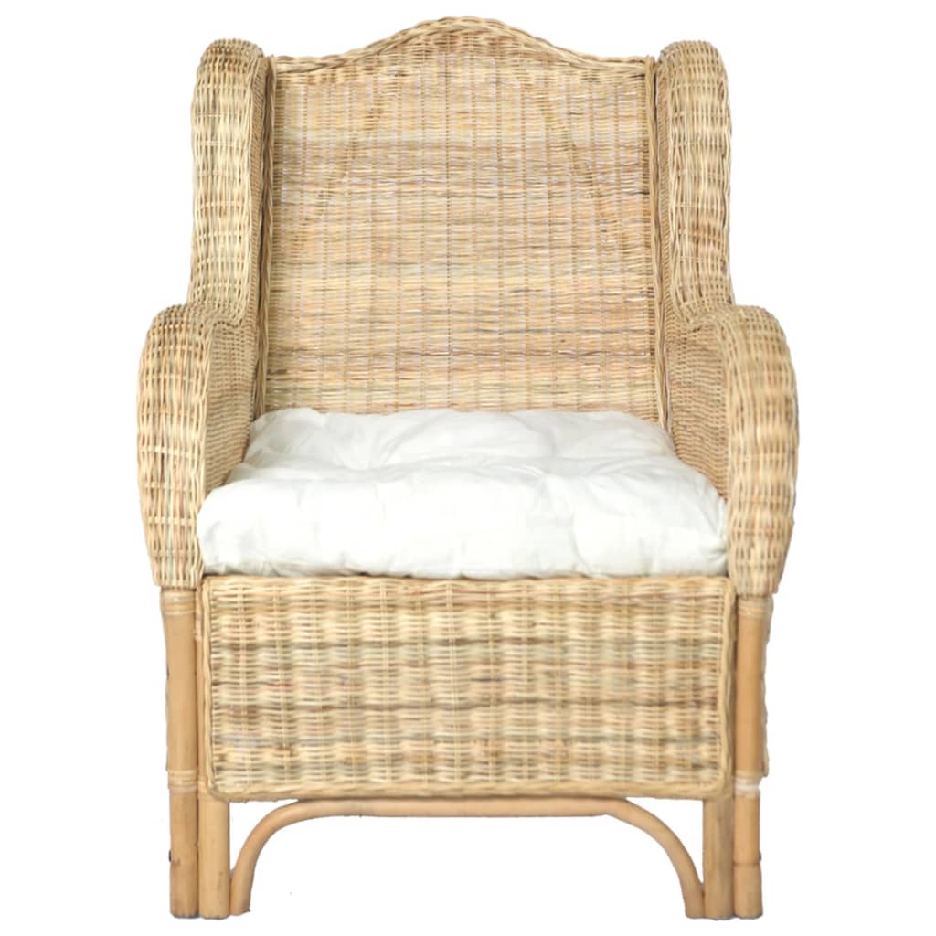 Chaise avec coussin en rotin naturel et lin