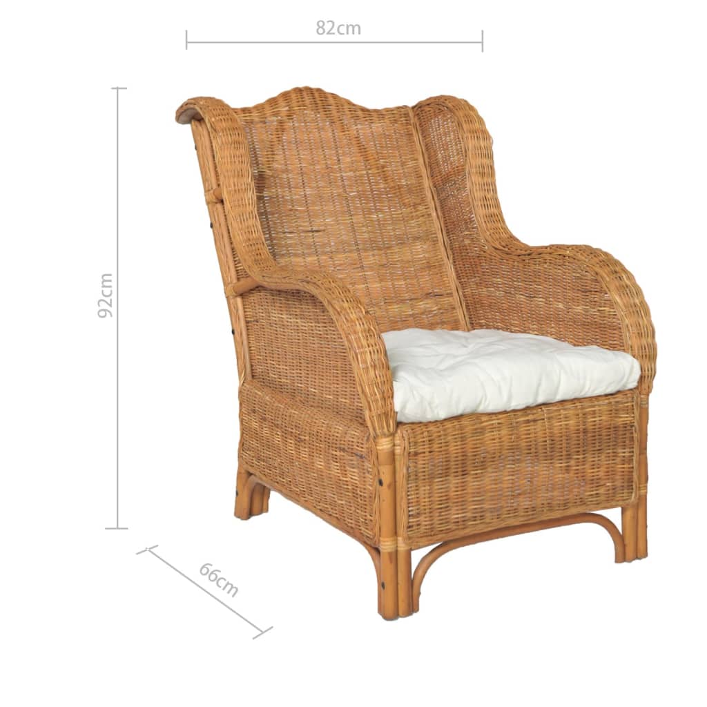 Chaise avec coussin en rotin naturel et lin