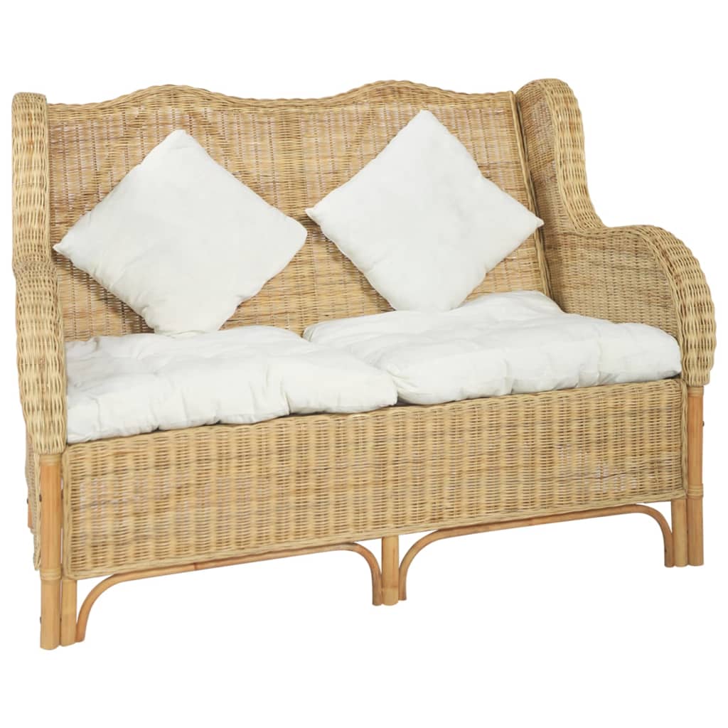 Chaise avec coussin en rotin naturel et lin