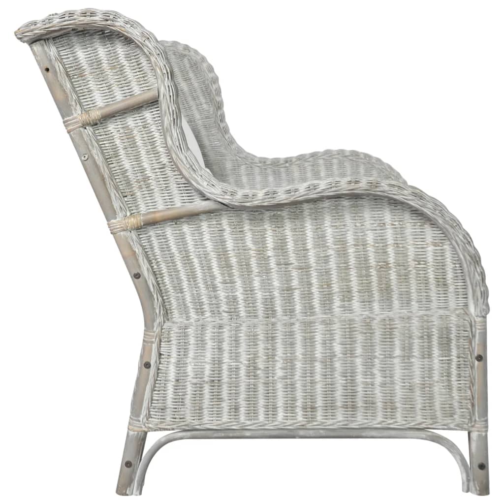 Chaise avec coussin en rotin naturel et lin