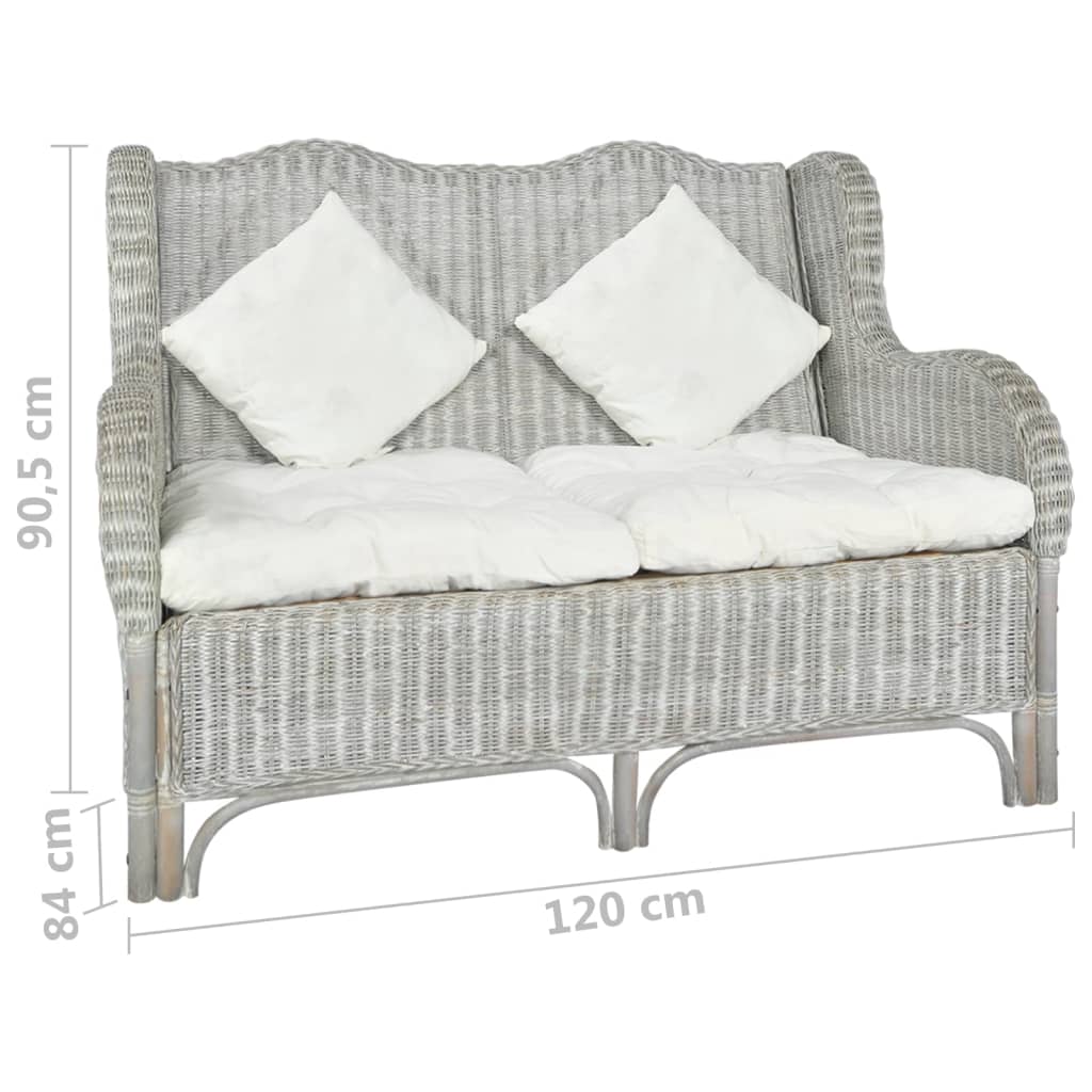 Chaise avec coussin en rotin naturel et lin