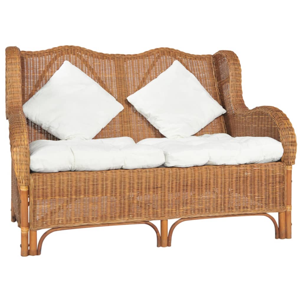 Chaise avec coussin en rotin naturel et lin