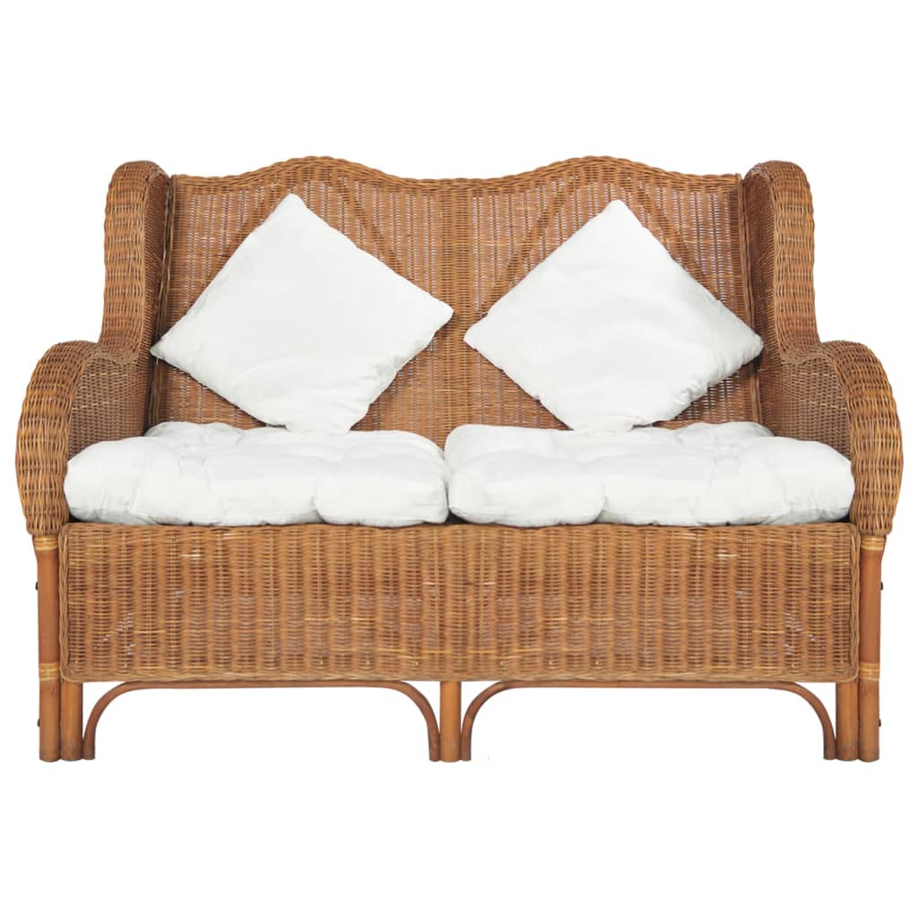 Chaise avec coussin en rotin naturel et lin