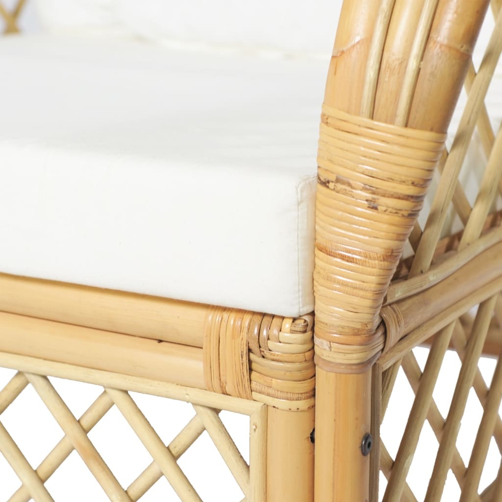 Chaise avec coussin en rotin naturel et lin