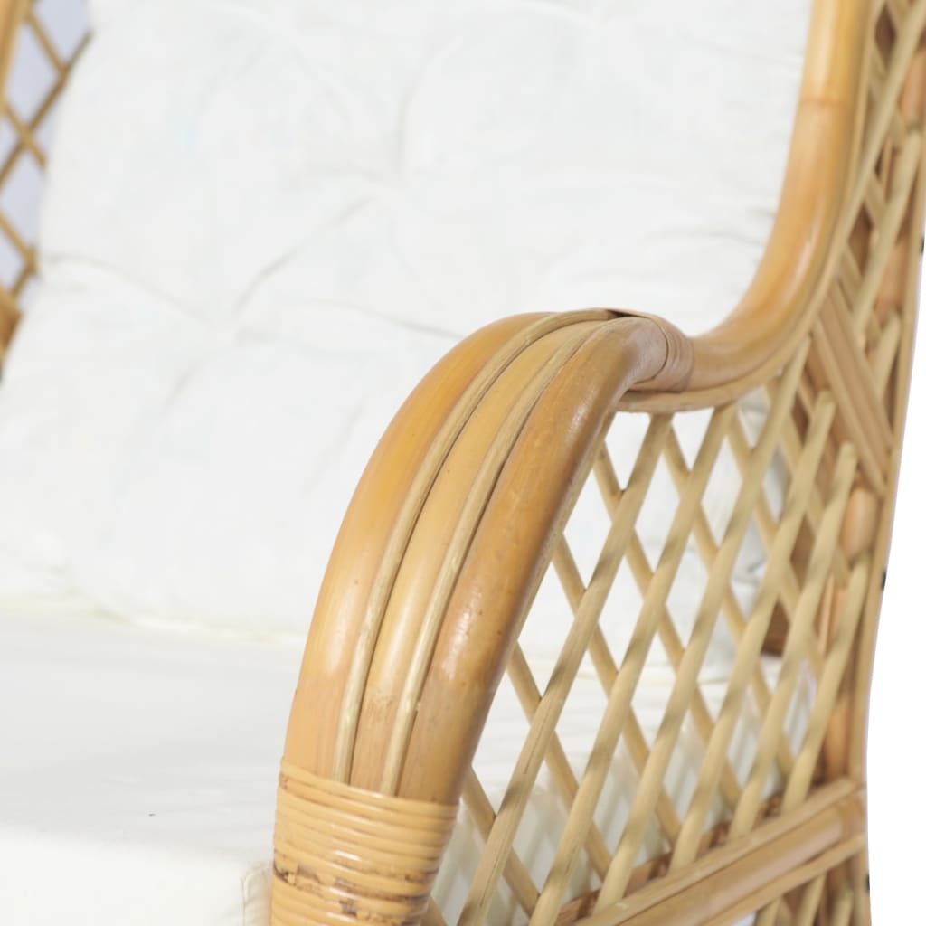 Chaise avec coussin en rotin naturel et lin