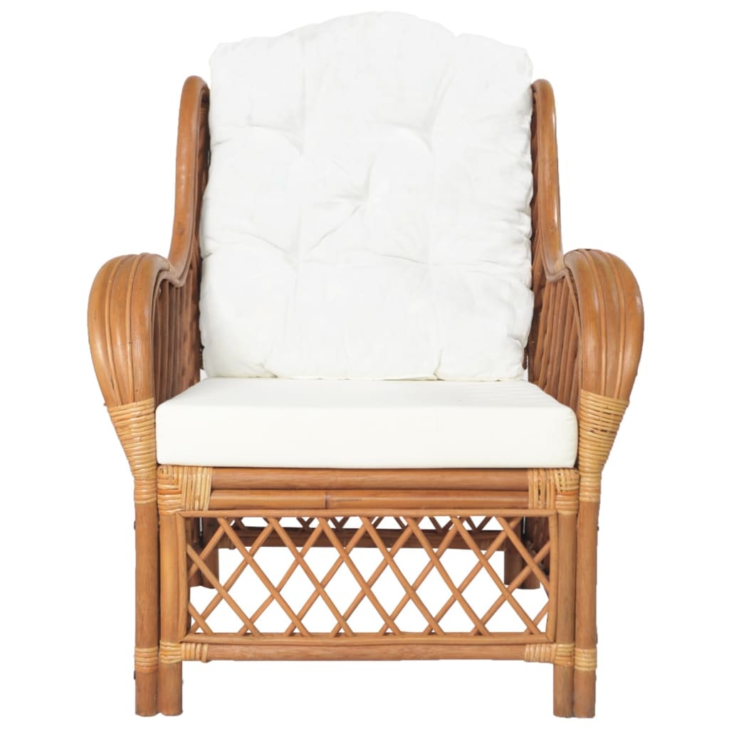 Chaise avec coussin en rotin naturel et lin