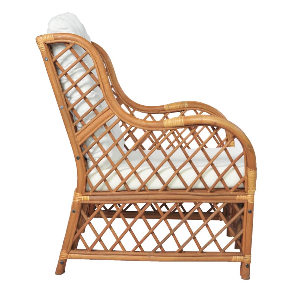 Chaise avec coussin en rotin naturel et lin