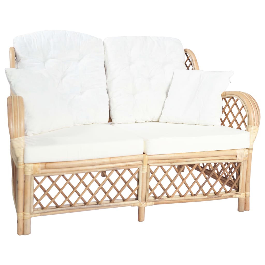 Chaise avec coussin en rotin naturel et lin