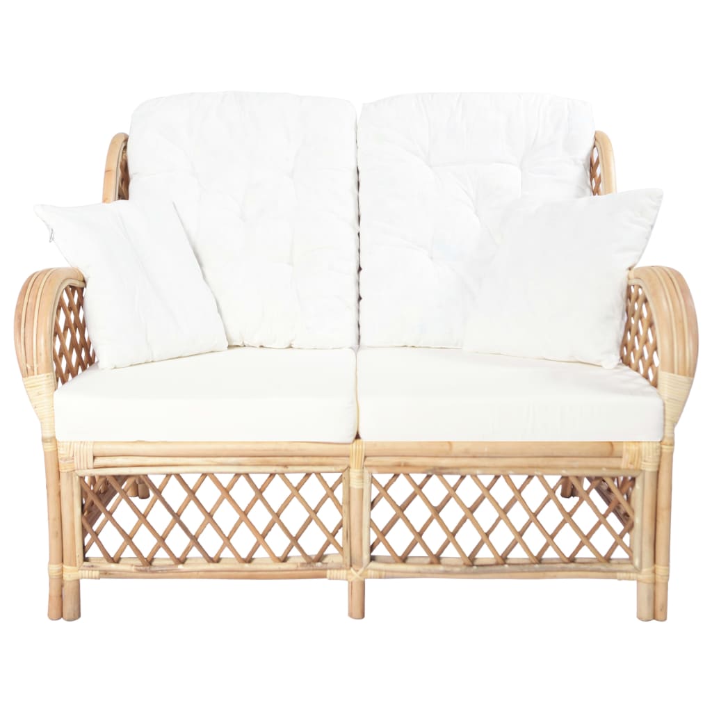 Chaise avec coussin en rotin naturel et lin