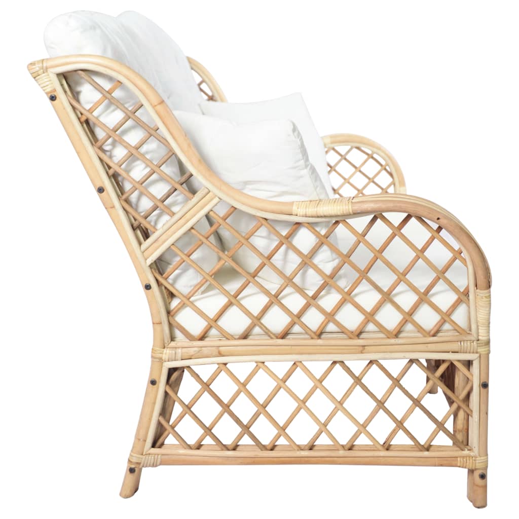 Chaise avec coussin en rotin naturel et lin