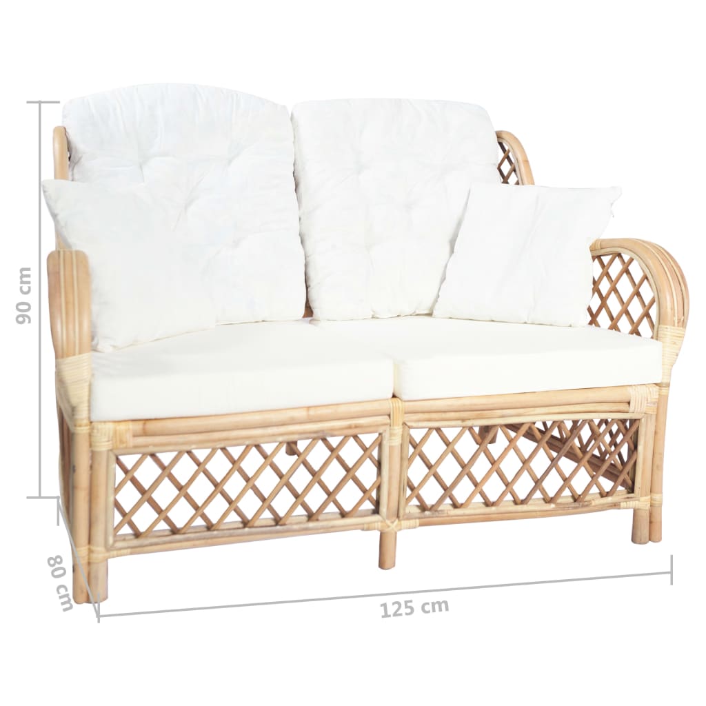 Chaise avec coussin en rotin naturel et lin