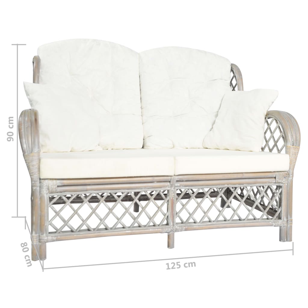 Chaise avec coussin en rotin naturel et lin