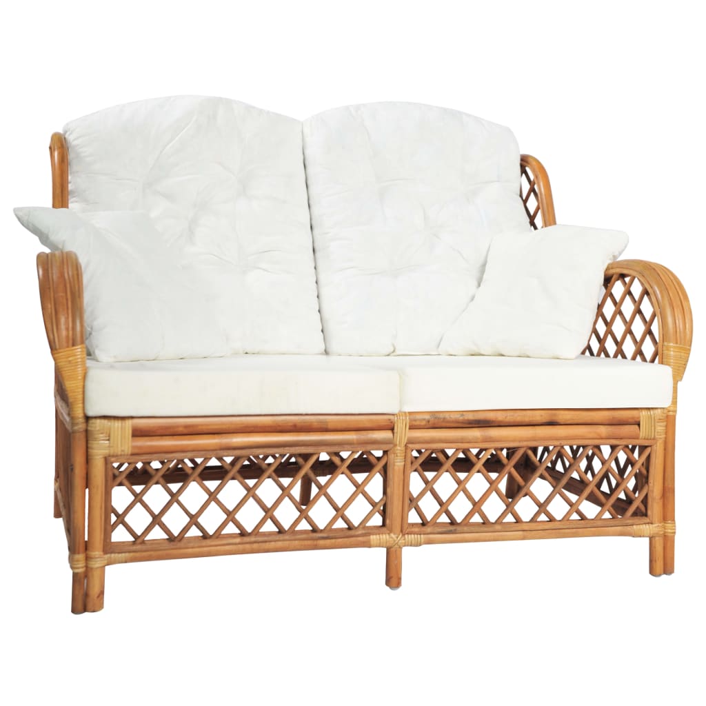 Chaise avec coussin en rotin naturel et lin