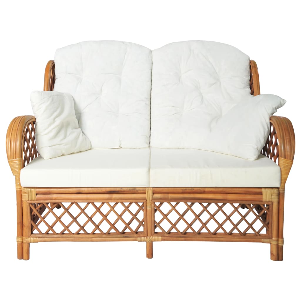 Chaise avec coussin en rotin naturel et lin