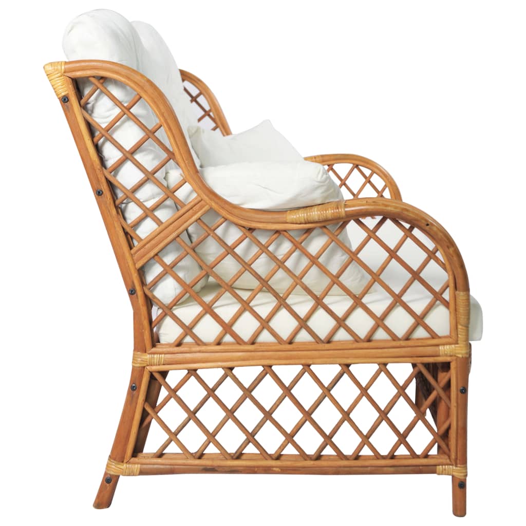 Chaise avec coussin en rotin naturel et lin