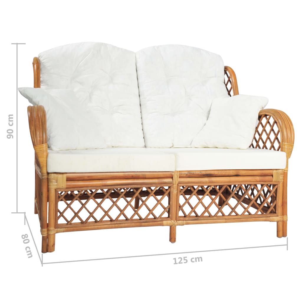 Chaise avec coussin en rotin naturel et lin