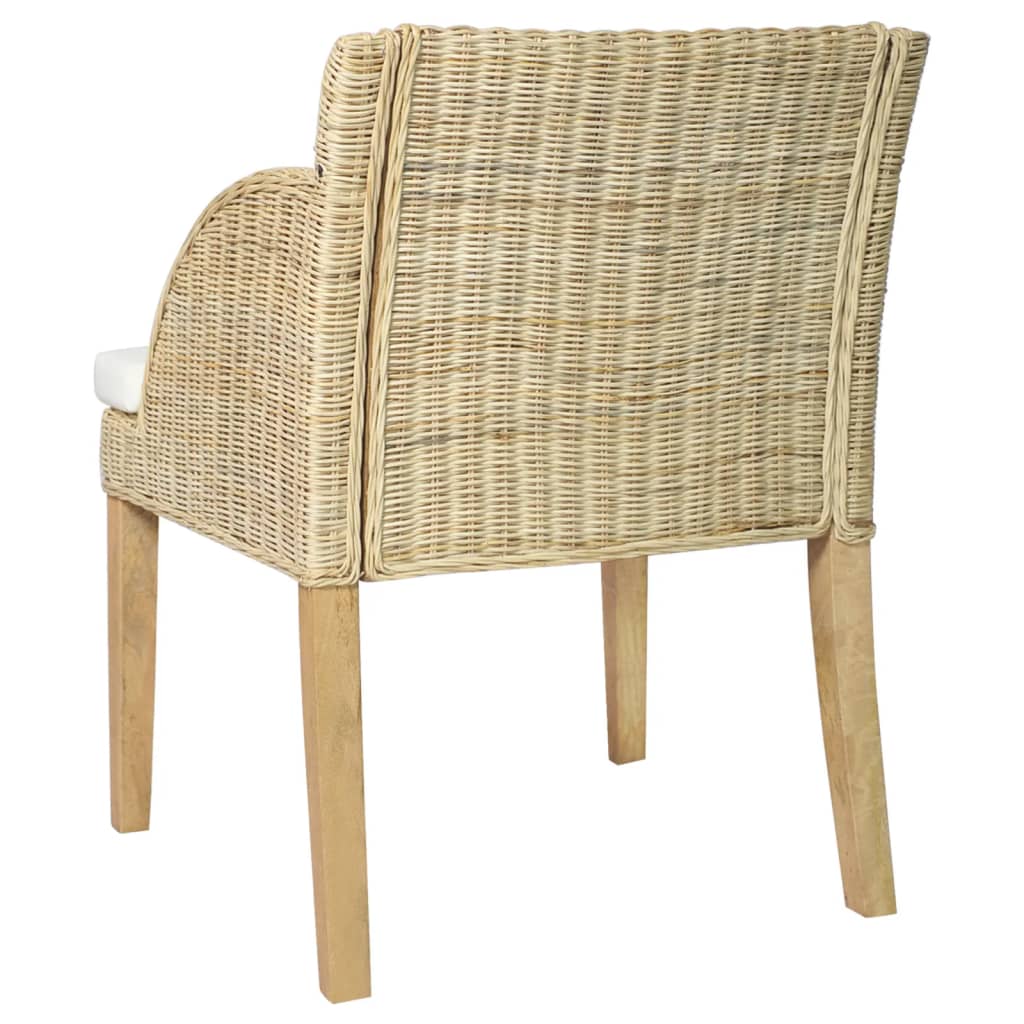 Eetkamerstoelen 2 st met kussens natuurlijk rattan