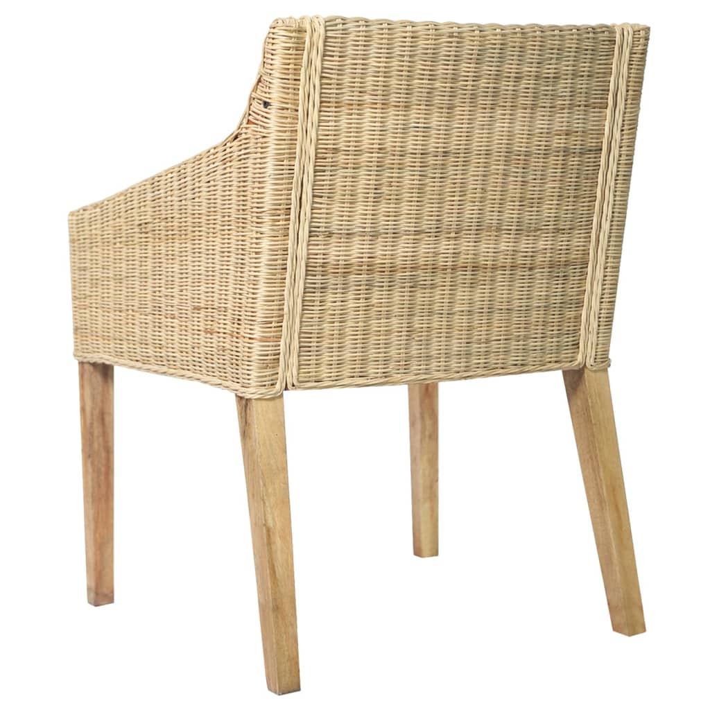 Eetkamerstoelen 2 st met kussens natuurlijk rattan grijs