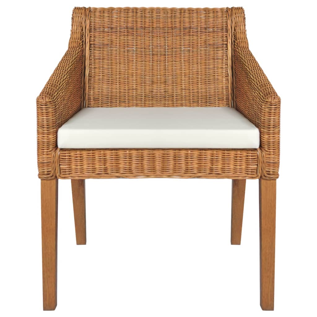 Eetkamerstoelen 2 st met kussens natuurlijk rattan grijs