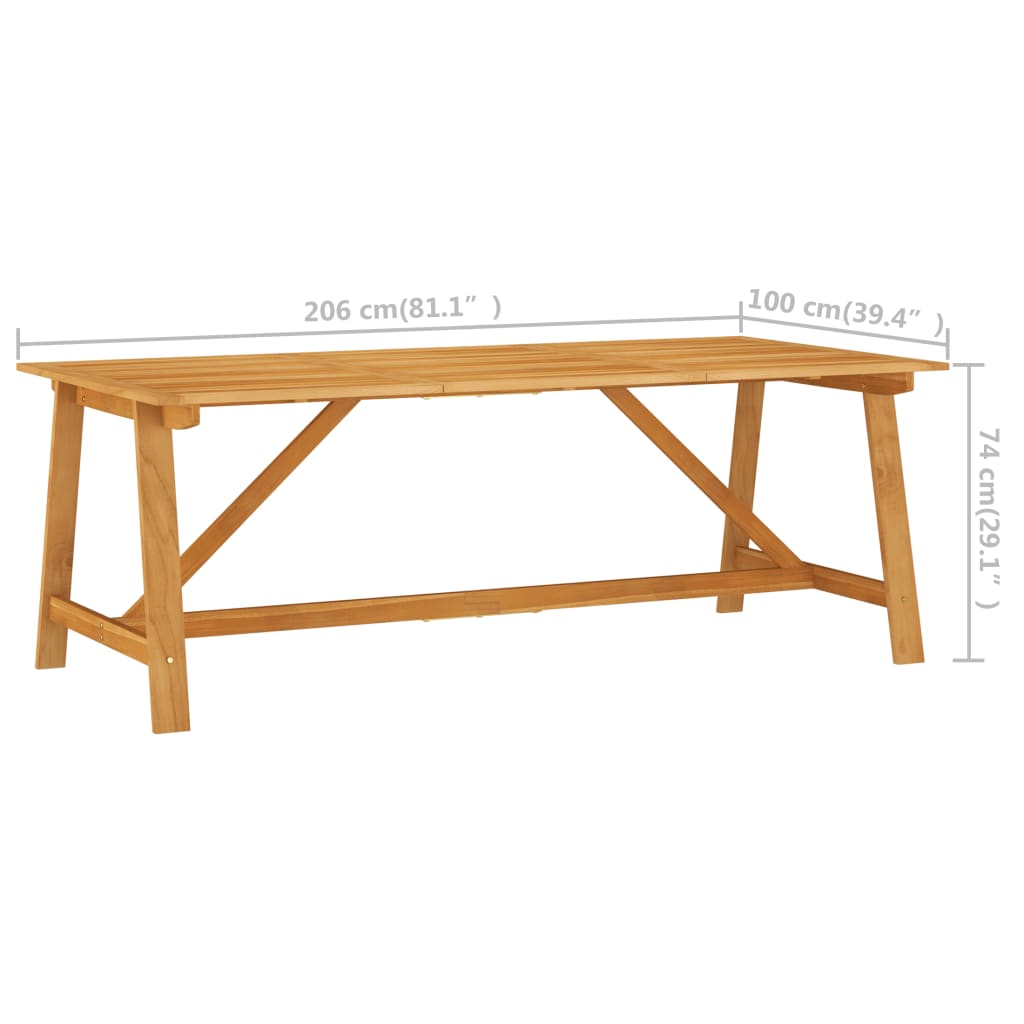 Table de jardin 206x100x74 cm en bois d'acacia massif