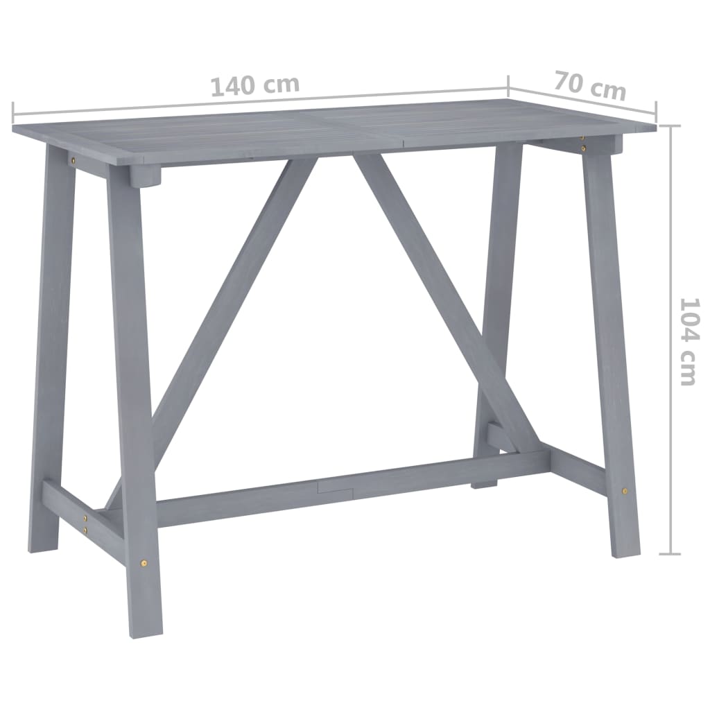 Tuinbartafel 140x70x104 cm massief acaciahout