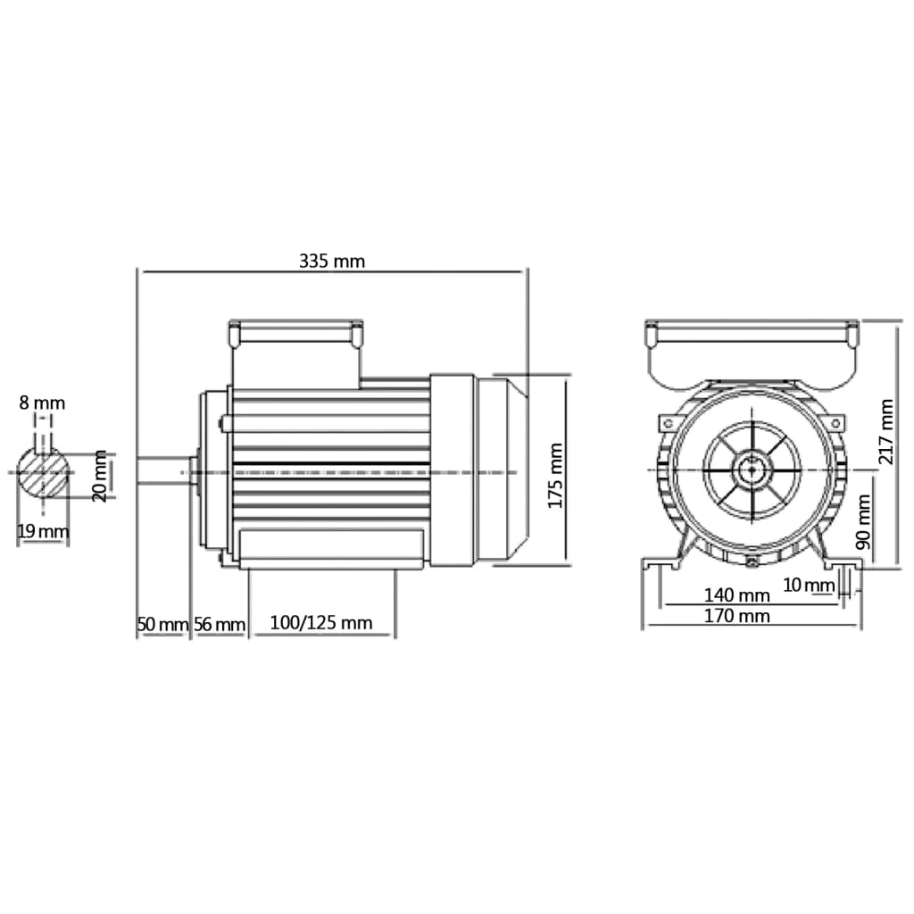 Moteur électrique triphasé 4 kW/5,5 ch 2 pôles 2840 tr/min aluminium